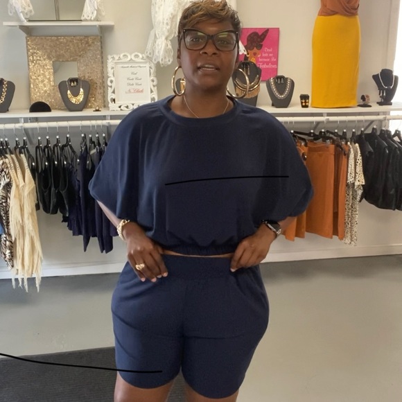 Navy Ribbed Short Set - Picture 5 of 6